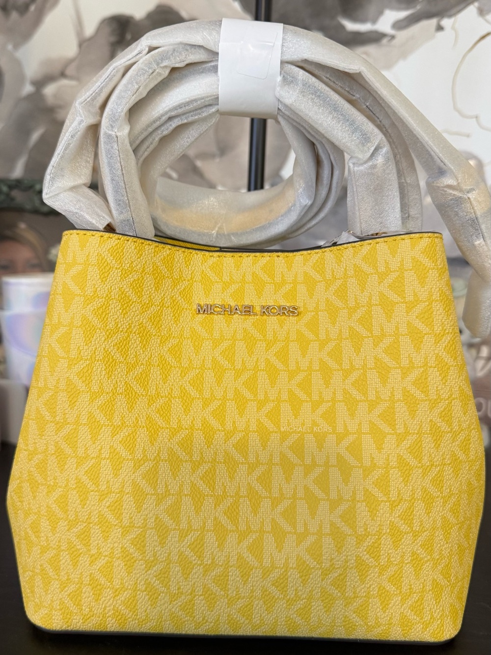 Michael Kors Yellow MK Signature Crossbody Bag NWT B37
